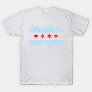 Distressed Chicago Skyline Flag T-Shirt